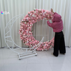 LEDA Factory Wholesale Pink Moon Shape <b>Wedding</b> Decoration Artificial Rose Flower <b>Arch</b> Stand Backdrop - Product Image 5