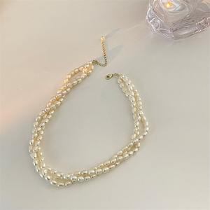 Collar de cuentas multicapa con perlas naturales de agua dulce para mujer, Collar chapado en oro de 14K auténtico, joyería - Product Image 6