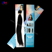 Sacs en plastique transparents personnalisés avec logo, emballage pour extensions de cheveux avec carte en papier personnalisée et cintre