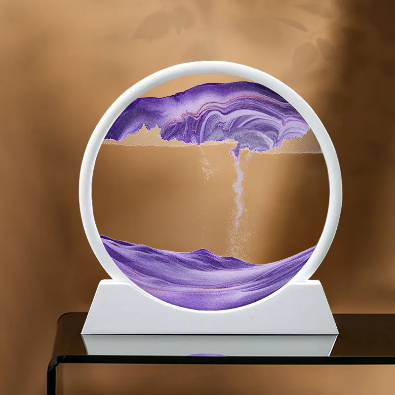 XINBAOHONG – image d'art de sable en mouvement liquide, verre rond 3D sablier paysage de mer profonde 7 pouces 12 pouces pour la décoration de la maison