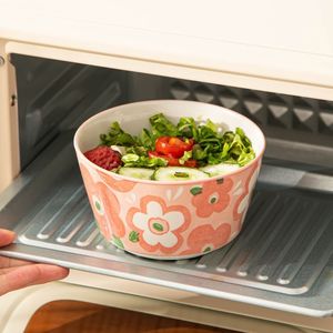 Ceramic Rice Bowl Floral Design Thickened Heat Resistant Home Use Set For Salads Desserts - Product Image 4