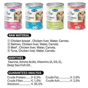 Vendita calda di Cat Treat di alta nutrizione vari sapori OEM/ODM 375g biologico <span class=keywords><strong>cibo</strong></span> in scatola <span class=keywords><strong>cibo</strong></span> <span class=keywords><strong>umido</strong></span> per <span class=keywords><strong>gatti</strong></span> tratta con l'alta qualità - Product Image 4