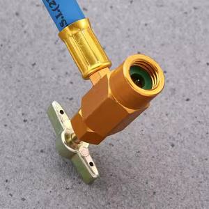 R134A 차량 에어컨 냉매 충전 호스 키트, 압력 게이지 포함, 1/2 Acme AC 충전 측정 U-호스 캔탭 - Product Image 4