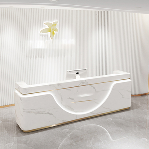 Fiberglass Unique Art Reception Desk Luxury Front Desk Curved Shape for Villa Hotel Office - Product Image 3