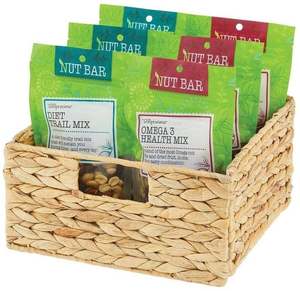 Panier à linge roulant avec poignée, sac en nylon robuste, rangement caché, boîte à bonbons en rotin de paille pour bureau, gravée pour pique-nique - Product Image 1