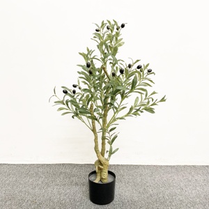 Venta al por mayor de fábrica, plantas decorativas de plástico de simulación para interiores, bonsái en maceta de imitación, pequeño olivo artificial - Product Image 1