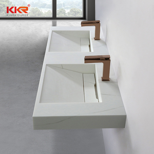 Lavabo de Superficie Sólida de Estilo <span class=keywords><strong>Antiguo</strong></span> para Baño, Mueble Combinado con Lavabo Montado en la Pared, Sin Necesidad de Pintura - Product Image 5