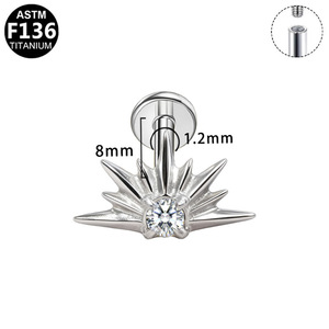 Titanium Star <b>Wing</b> Ear Studs 16G ASTM F136 Titanium Cartilage Jewelry Fashionable Simple Piercing <b>Earrings</b> - Product Image 3