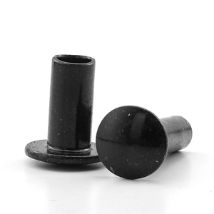 10 pièces/sac Rivets semi-tubulaires à tête ronde en acier inoxydable 304 plaqué zinc noir M5 M6 Rivets semi-tubulaires personnalisables GB873 - Product Image 1