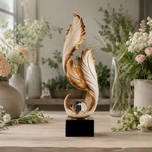 Escultura de Plumas, Adorno de Acero Inoxidable, Figura Decorativa para la Entrada del Hogar, Mueble de TV, Sala de Estar, Vestíbulo de Hotel - Product Image 1