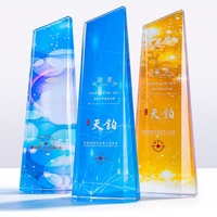 Trophée transparent fait main en cristal de sublimation en forme d'étoile d'oiseau, fabriqué en Chine, pour la récompense des gagnants, avec bougie et bouclier de montagne, personnalisable