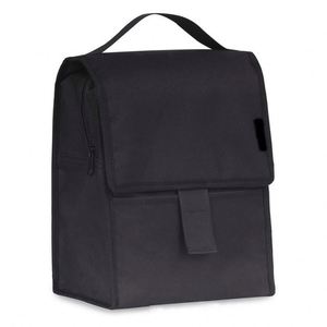 Insulated Lunch Bag Black Non-Woven Fabric Handle Hook Loop Closure Food Storage Cooler Bag - Product Image 1