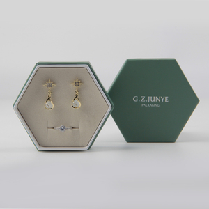 Jewelry Box Custom Logo New Arrival 2022 Wholesale Paper Hexagon Jewelry Gift Box Custom Logo Printed Green Jewelry Box Packaging