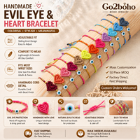 Bracelets d'amitié réglables Go2boho en forme de cœur avec œil porte-bonheur, bijoux faits main en macramé tressé pour femmes et filles, cadeaux
