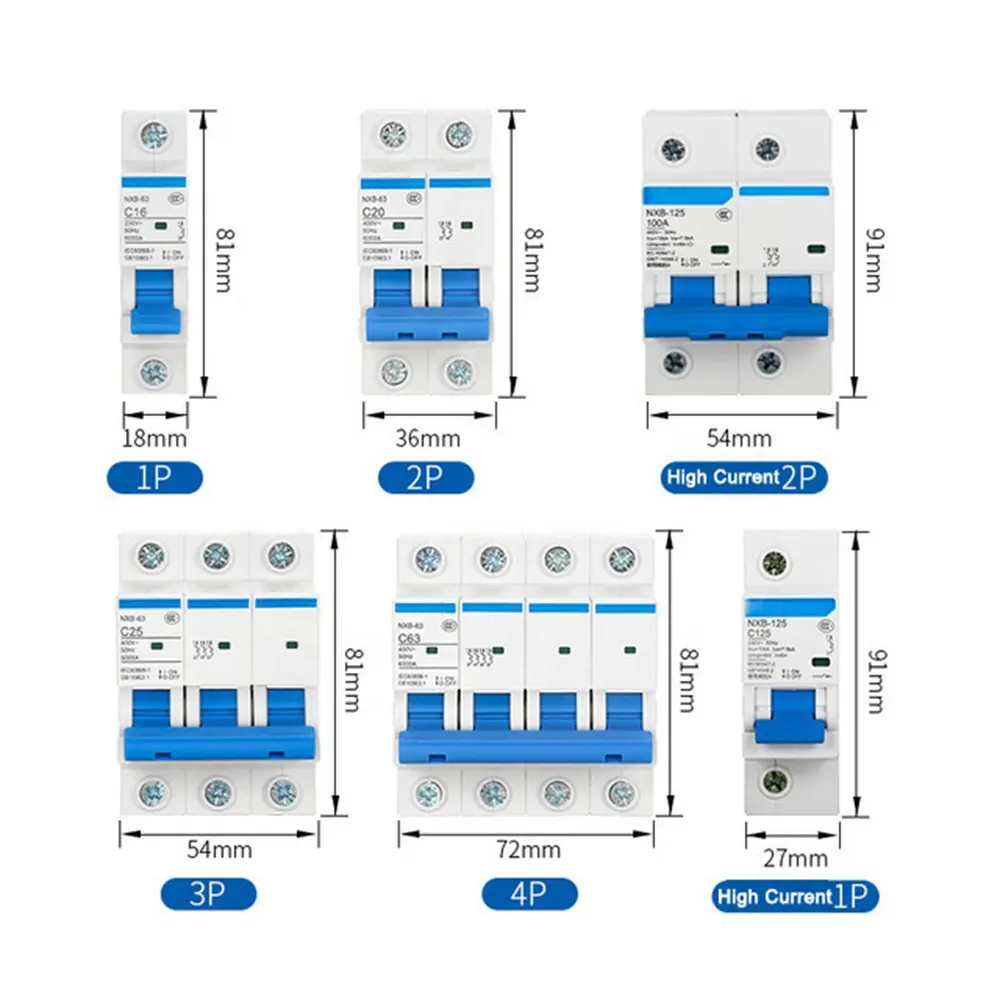 Circuit Breaker Mini Solar Air Electric Current Switch Factory Price DC Mcb 40 Amp 2pole 3P 4P 63A Cable Li Household 2 Years