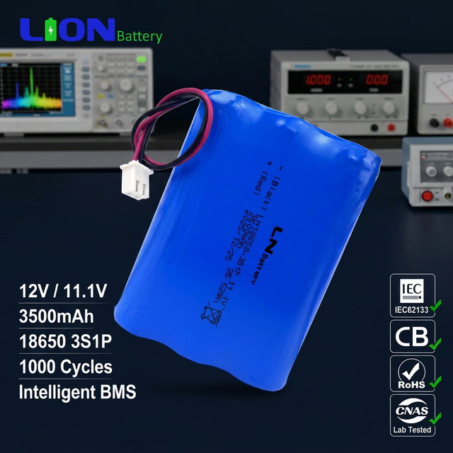 Rechargeable IEC62133 12V 11.1v 3500mAh 18650 3s1p Lithium Ion Battery  Custom Packs with Charging Equalization Intelligent BMS