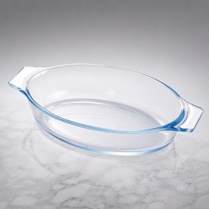 Plat à four ovale en verre borosilicate haute résistance avec poignées, compatible four, pour la cuisson, directement de l'usine - Product Image 1