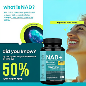NAD+ 8457mg Complexo de Resveratrol Urolithin-a 60 Cápsulas Fórmula Avançada com COQ10 APIGENINA ALA PTEROSTILBENE ASTAXANTINA - Product Image 6