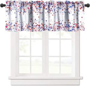 Cortina de volantes con diseño de mariposa patriótica para el Día de la Independencia, roja, blanca y azul, cortinas cortas para cocina - Product Image 6