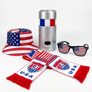 Set de 4 Piezas para Fanáticos de la Copa Mundial de Fútbol 2026, Gorro con Bandera Nacional de EE. UU., Bufanda, Gafas de Sol, Pintura Facial en Barra, Kit de Recuerdos de Fútbol - Product Image 1