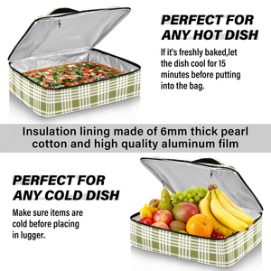 Aloha Green Palaka Portable Hawaii Custom Print Aluminum Foil Insulated 15L Casserole Carrier Outdoor <b>BBQ</b> Potluck Parties Bag - Product Image 5