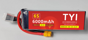 แบตเตอรี่มาตรฐาน 6S 6000mAh 22.2V 50C/60C 6S1P Lipo FPV สำหรับ RC FPV แข่งความเร็วและฟรีสไตล์ - Product Image 2