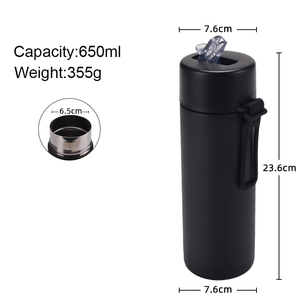 Thép không gỉ cách điện Tumbler nhiệt chân không Flask uống chai nước với rơm - Product Image 5