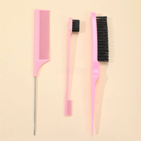 Lot de 3 peignes démêlants multicolores personnalisés pour le coiffage, avec peigne à queue de rat pour le contrôle des cheveux