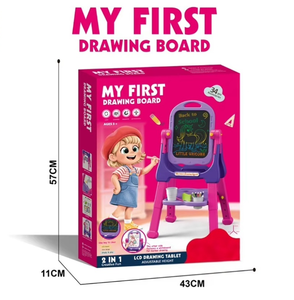 Chevalet de dessin réglable en hauteur 2 en 1, 360° °   Tableau magnétique LCD double face avec aimants alphabet et mathématiques, jouet éducatif artistique - Product Image 4
