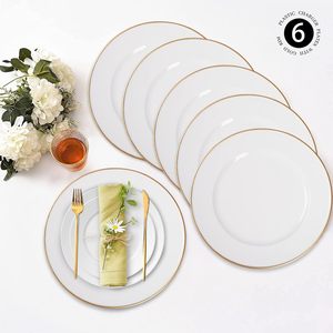 <b>Ceramic</b> Factory Wholesale Luxury With Golden Rim White <b>Plate</b> Bone China Flat <b>Plate</b> Dinnerware 6/7/8/10 Inch <b>Ceramic</b> Dinner <b>Plate</b> - Product Image 1