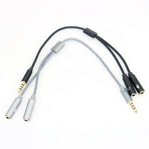 Kabel Adaptor Pembagi Audio Stereo Mic Headphone AUX Bentuk Y 3.5mm Berlapis Emas 1 Jantan ke 2 Betina - Product Image 2