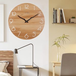 Đồng hồ treo tường bằng gỗ 12 inch, đồng hồ vân gỗ phong, số lượng lớn dễ đọc, đồng hồ trang trí thạch anh im lặng không tích tắc - Product Image 3