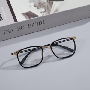 Montura Óptica Cuadrada de Lujo para Negocios, Gafas Retro Bicolor para Hombre y Mujer, Patillas de Titanio, Montura con Protección Anti Luz Azul para Lentes Graduadas - Product Image 5