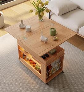 <span class=keywords><strong>Tavolino</strong></span> da Caffè Moderno in Legno Massello Estensibile e <span class=keywords><strong>Pieghevole</strong></span>, Altezza Regolabile, per Piccoli Appartamenti, Soggiorno, Divano, Mobile Laterale, Carrello Mobile - Product Image 1