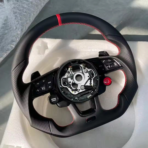 Volant sport RS entièrement en cuir avec bouton de démarrage compatible <span class=keywords><strong>Audi</strong></span> B8.5 S4 S5 RS5 RS6 <span class=keywords><strong>Q5</strong></span> Q7 A3 S3 A8 A1 A6 RS7 A7 A4 RS4 TT - Product Image 1