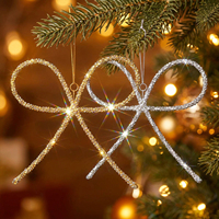 Ornements de Noël en métal scintillant avec nœuds en strass, décorations suspendues pour les fêtes de fin d'année, la maison et la décoration de Noël