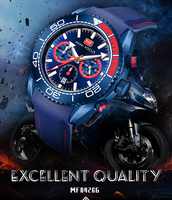 MF0426G jam tangan kronograf pria, arloji balap olahraga antik modis silikon tahan air