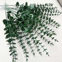 Tanaman Buatan Daun Eucalyptus Tangkai Tunggal 38cm, Plastik Hijau untuk Dekorasi Pernikahan, Rumah, dan Perlengkapan Fotografi