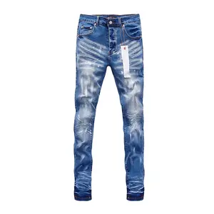 Hot Sale Heren Europese Stijl Slim Fit Katoen Denim Skinny Jeans Hoge Kwaliteit Hiphop Geïnspireerde Straight Cut Casual Stijl Jongens