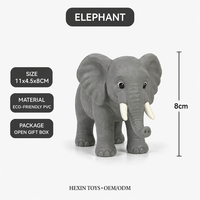 Figurine d'éléphant réaliste en PVC gris 11x4,5x8cm, jouet éducatif sur le thème de la faune sauvage, décoration de bureau pour enfants