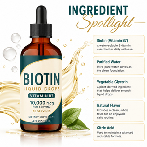 Gotas Líquidas Orales de Biotina con Complejo de Ácido Hialurónico y Queratina de Vitamina H de Alta Pureza (99%), para la Salud de las Uñas, 60 ml, Personalizable - Product Image 3