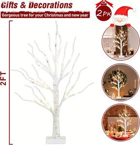 Indoor Christmas LED Birch Tree Lights with Warm White Fairy <b>Battery</b> Powered Timer Curtains & Valances Decorations - Product Image 5