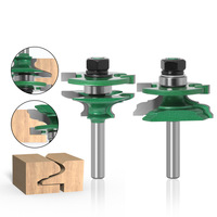 Jeu de 2 fraises à bois avec queue de 8 mm - Fraise à queue d'aronde et grande fraise pour panneaux de porte, pour la sculpture de portes d'armoires
