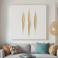 Peinture à l'huile abstraite moderne de luxe, feuille d'or, peinte à la main, texture 3D épaisse, plâtre blanc, toile coupée, taille personnalisable