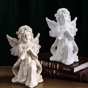 Statuetta di Angelo in Stile Europeo Vintage, Ornamento in Resina e Gesso, Decorazione da Scrivania con Motivo Cartoon, Piccola Angioletta, Accessorio per il Ringraziamento - Product Image 3