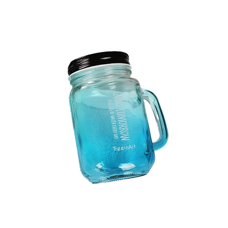 Promosyon içme cam turşu kavanozu kapaklı yuvarlak cam 500ML Mason şişe yuvarlak ağız üreticisi düşük fiyat su bardağı