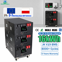 Paquete de Baterías Apilables Ensamblables de Iones de Litio de 51.2V 314ah 16KWh 16s para la UE con BMS Inteligente JK V19 para Almacenamiento de Energía Doméstica