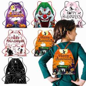 2023 Halloween Gift Candy Storage <b>Bag</b> Promotional Cartoon <b>Waterproof</b> Polyester <b>Drawstring</b> Backpack - Product Image 1