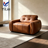 Ensemble de canapés inclinables en cuir de qualité supérieure de conception italienne, style moderne, meubles de salon avec structure en métal