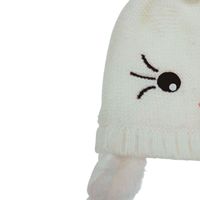 Bonnet d'hiver chaud pour tout-petit motif lapin mignon avec cache-oreilles et visage de dessin animé, 100% acrylique, réglable, idéal pour les voyages, logo personnalisable